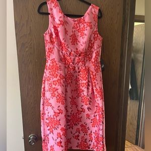 Adrianna Papell size 10 Fuchsia floral Jacquard tea length fit and flare dress